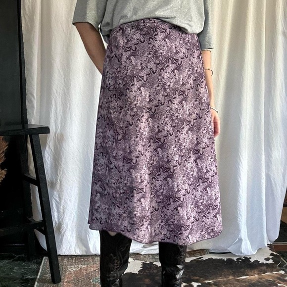 Vntg Sag Harbour women’s retro abstract print purple midi skirt - plus size - Picture 8 of 8
